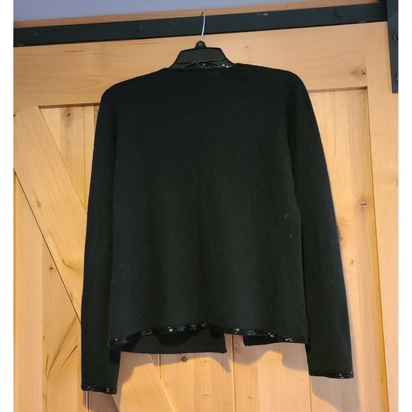 Lauren Ralph Lauren Size M Vintage Black Cashmere Wool Angora Cardigan Beaded - Picture 2 of 12